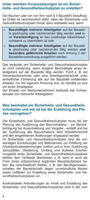 Sicherheit und Gesundheitsschutz auf Baustellen - Bayern