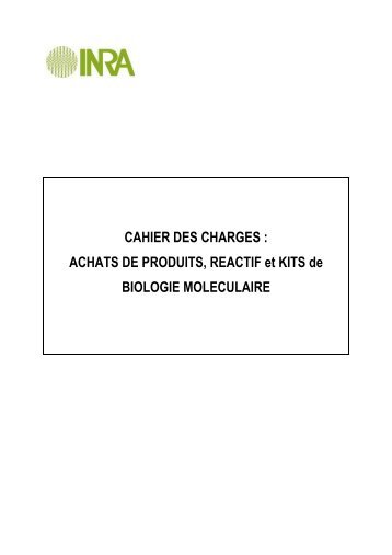 CAHIER DES CHARGES : ACHATS DE PRODUITS, REACTIF et ...