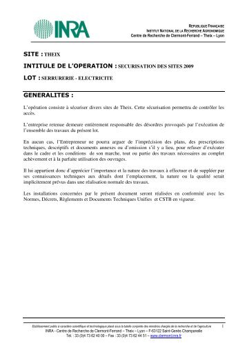 SITE :THEIX INTITULE DE L'OPERATION :SECURISATION DES ...