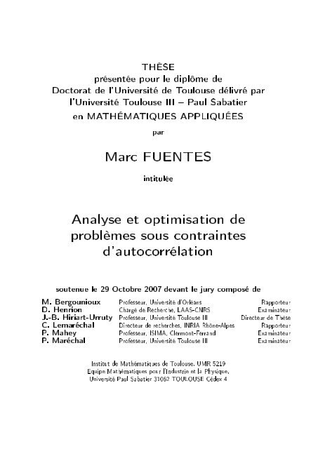 Analyse et optimisation de problÃ¨mes sous contraintes d ...