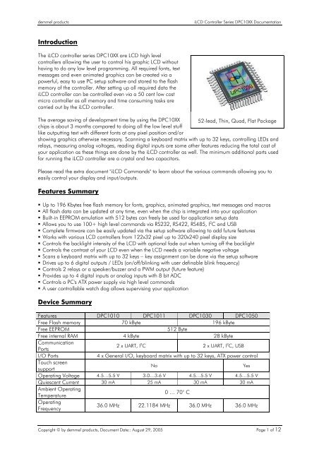 iLCD Controller DPC10XX Series Documentation