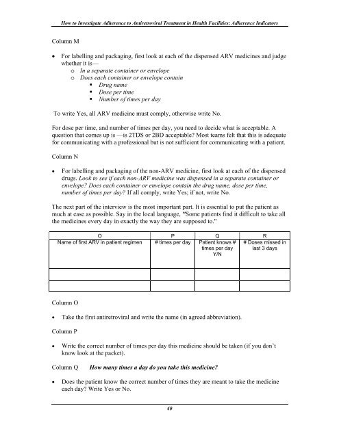 How to investigate Adherence to Antiretroviral Treatment ... - INRUD