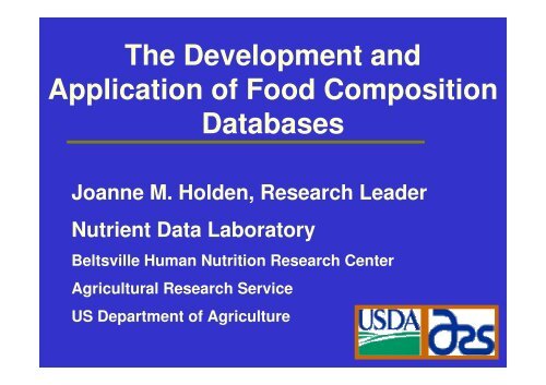 The Development And Application Of Food Composition Databases