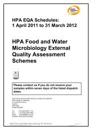 HPA Food and Water Microbiology External Quality Assessment ...