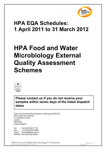 HPA Food and Water Microbiology External Quality Assessment ...