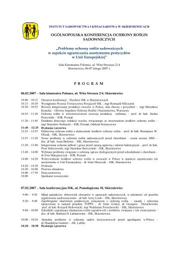 Program - Instytut Sadownictwa i Kwiaciarstwa w Skierniewicach