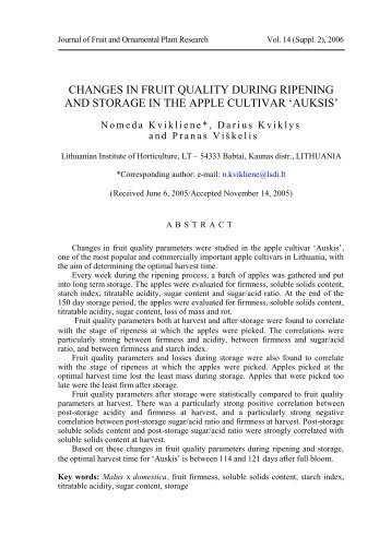 changes in fruit quality during ripening and storage in the apple ...