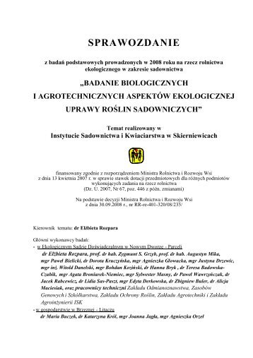 Badanie biologicznych i agrotechnicznych aspektÃ³w ekologicznej ...