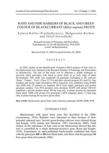 RAPD AND ISSR MARKERS OF BLACK AND GREEN COLOUR OF ...