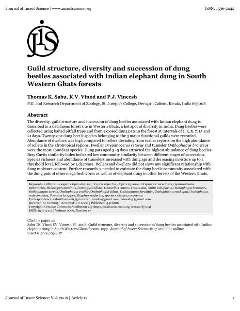 Guild structure, diversity and succession of dung beetles associated ...