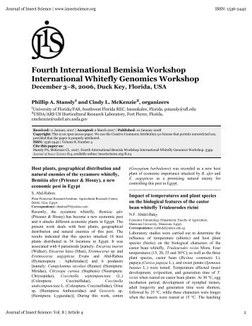 Fourth International Bemisia Workshop International Whitefly ...