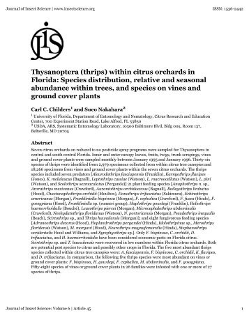 Thysanoptera (thrips) within citrus orchards in Florida: Species ...