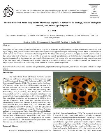 The multicolored Asian lady beetle, Harmonia axyridis - Journal of ...