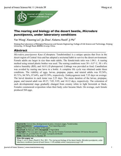 Download free PDF - Journal of Insect Science