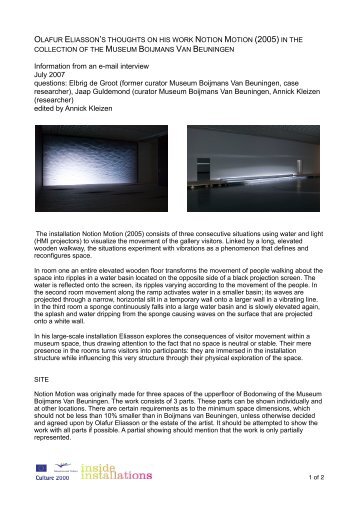 Interview with Olafur Eliasson (pdf/461kb) - Inside Installations
