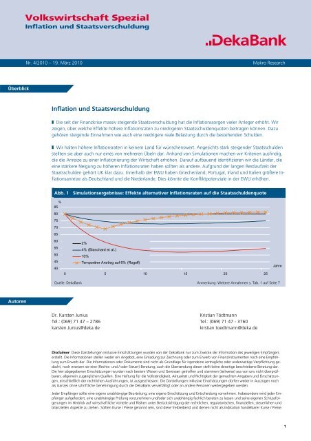 Inflation und Staatsverschuldung - Dekabank