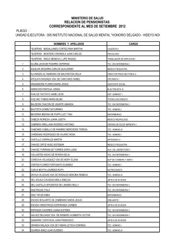 correspondiente al mes de setiembre 2012 relaciÃ³n de pensionistas