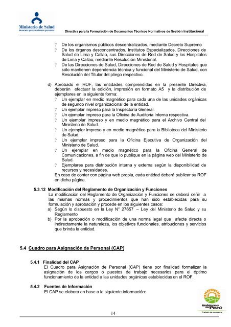 DIRECTIVA PARA LA FORMULACION DE DOCUMENTOS ...