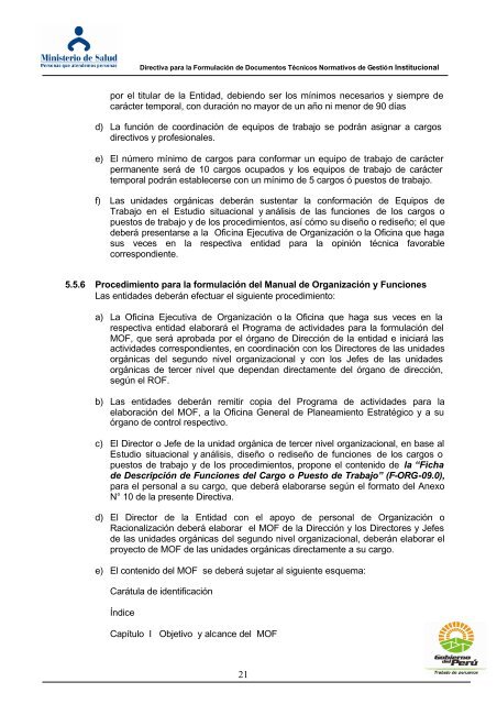 DIRECTIVA PARA LA FORMULACION DE DOCUMENTOS ...