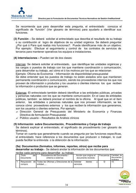 DIRECTIVA PARA LA FORMULACION DE DOCUMENTOS ...