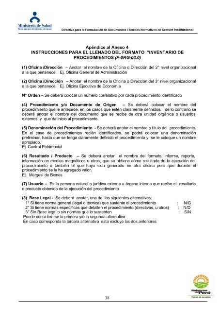 DIRECTIVA PARA LA FORMULACION DE DOCUMENTOS ...