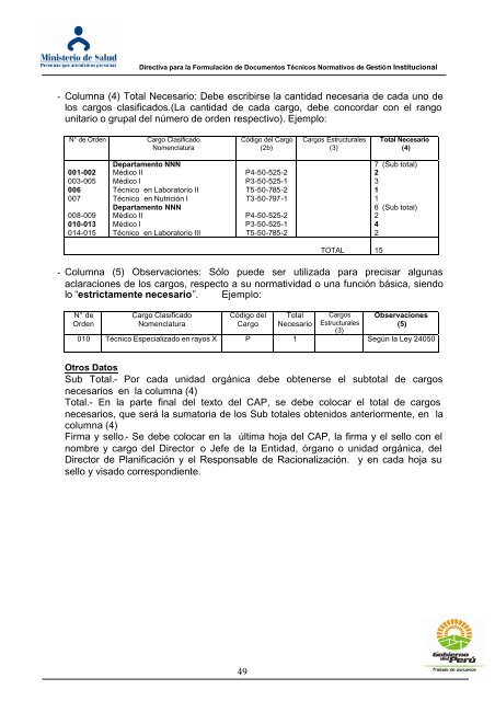 DIRECTIVA PARA LA FORMULACION DE DOCUMENTOS ...