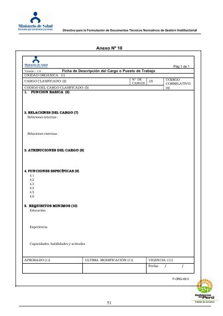 DIRECTIVA PARA LA FORMULACION DE DOCUMENTOS ...