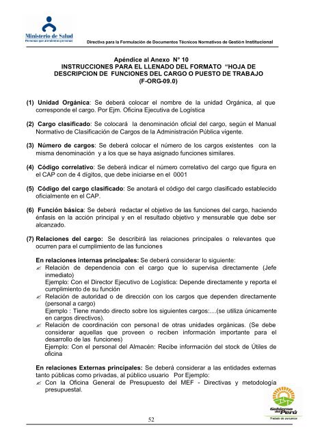 DIRECTIVA PARA LA FORMULACION DE DOCUMENTOS ...