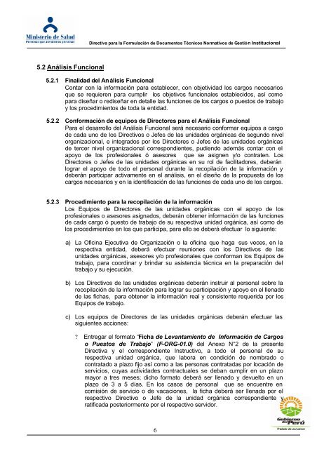 DIRECTIVA PARA LA FORMULACION DE DOCUMENTOS ...