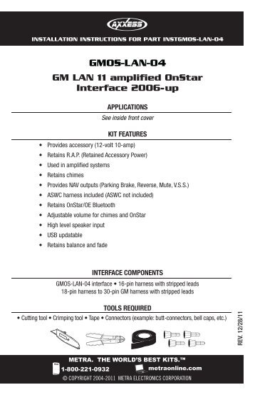 GM LAN 11 amplified OnStar Interface 2006-up ... - Installer.com