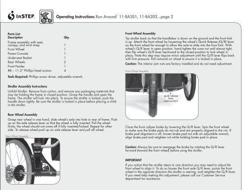 Operating Instructions Run Aroundâ¢ 11-BA201, 11-BA202 - Instep.net