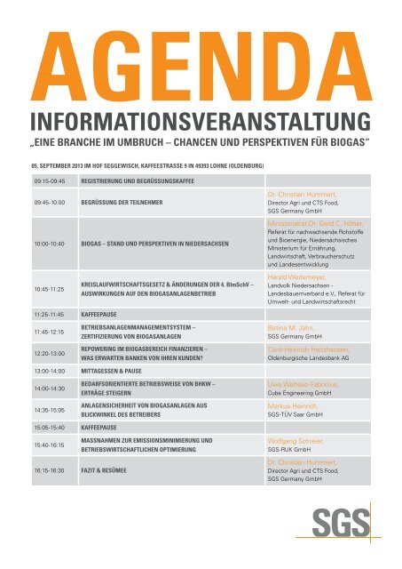 Agenda und Anmeldung - Institut Fresenius