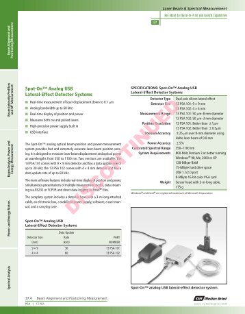 Spot-On™ Analog USB Lateral-Effect Detector ... - CVI Melles Griot