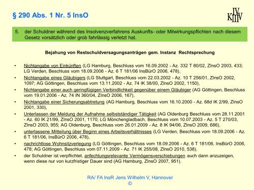 Versagung Der Restschuldbefreiung Wilhelm & Kollegen - Institut fÃ¼r ...