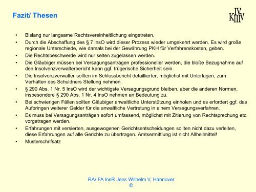 Versagung Der Restschuldbefreiung Wilhelm & Kollegen - Institut fÃ¼r ...