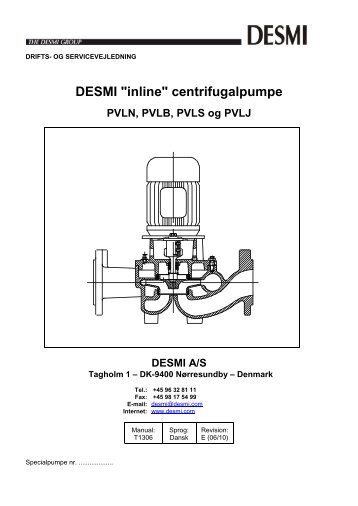 inline centrifugalpumpe PVLN, PVLB, PVLS og PVLJ DESMI A/S