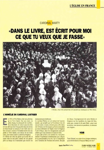 JML 1994 03 03 PND Cardinal Marty HomÃ©lie du cardinal Lustiger
