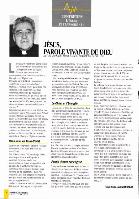 JML 1995 04 27 - 07 27 PND SÃ©rie L'Eglise et l'Evangile
