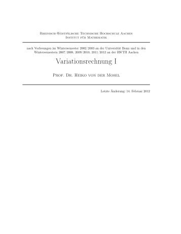 Variationsrechnung I - Institut fÃ¼r Mathematik