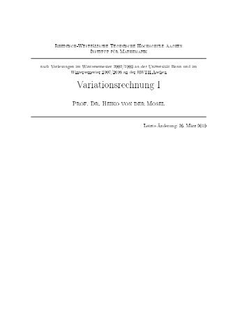 Variationsrechnung I - Institut fÃ¼r Mathematik