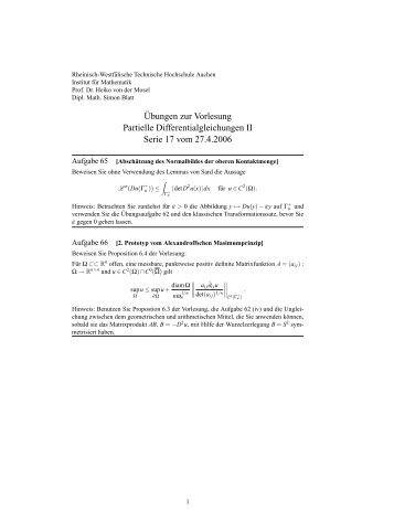 Â¨Ubungen zur Vorlesung Partielle Differentialgleichungen II Serie 17 ...