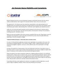 .AU Domain Name Eligibility and Complaints - Instra Corporation