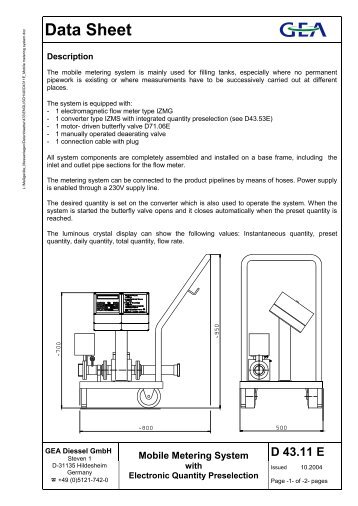 Mobile Metering System - GEA Diessel