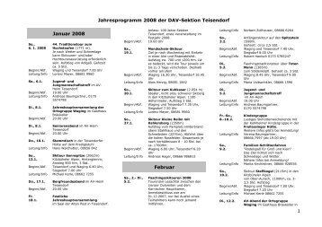 1 Jahresprogramm 2008 der Dav-Sektion Teisendorf Januar 2008 ...