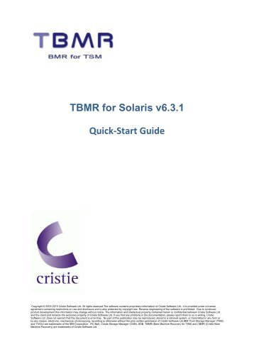 TBMR for Solaris v6.3.1 Quick-Start Guide - Cristie Data Products ...