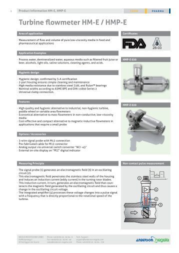 Turbine flowmeter HM-E / HMP-E - Charnwood Instrumentation ...