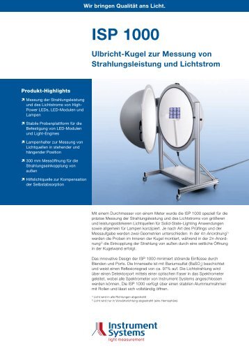 Zum ISP 1000 Datenblatt - Instrument Systems