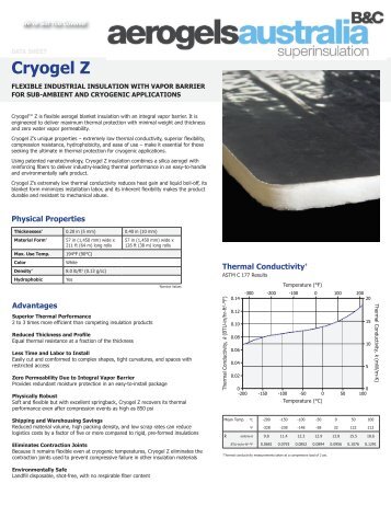 Cryogel Z Datasheet - Insulation Industries