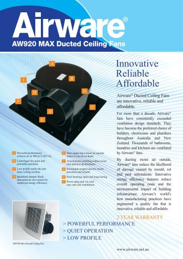 Airwave 920 fitted fan datasheet - Insulation Industries