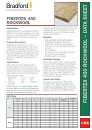 Fibretex 450 0 c Rockwool insulation by CSR Bradford datasheet